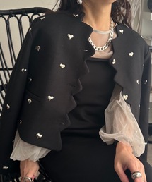 ULEULA | ハートスタッズノーカラージャケット(ノーカラージャケット)