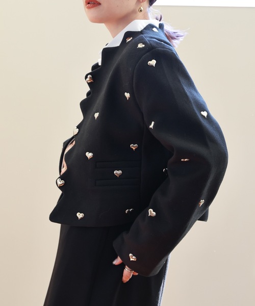 ULEULA(ウルア)の「ハートスタッズノーカラージャケット(ノーカラージャケット・レディース・ブラック・FREE)」の5枚目の写真