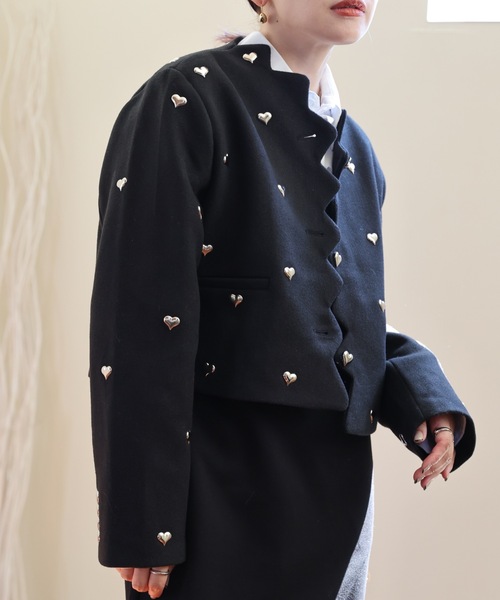 ULEULA(ウルア)の「ハートスタッズノーカラージャケット(ノーカラージャケット・レディース・ブラック・FREE)」の7枚目の写真