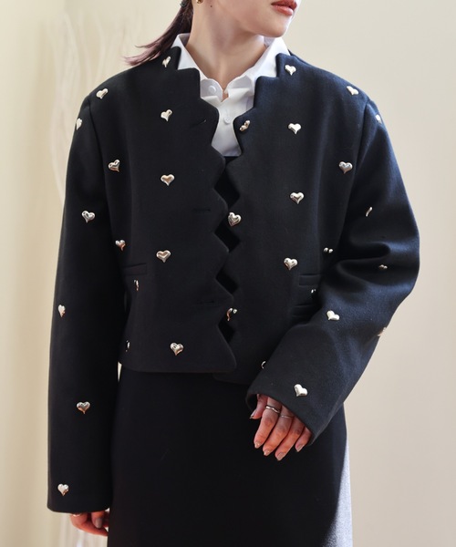 ULEULA(ウルア)の「ハートスタッズノーカラージャケット(ノーカラージャケット・レディース・ブラック・FREE)」の8枚目の写真