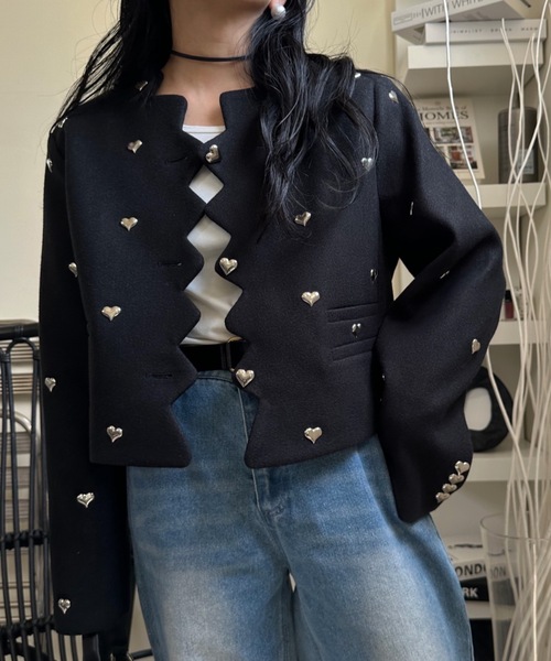 ULEULA(ウルア)の「ハートスタッズノーカラージャケット(ノーカラージャケット・レディース・ブラック・FREE)」の21枚目の写真