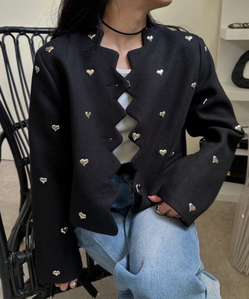 ULEULA(ウルア)の「ハートスタッズノーカラージャケット(ノーカラージャケット・レディース・ブラック・FREE)」の22枚目の写真