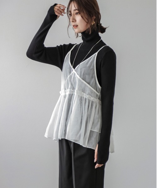 AMELY(エミリー)の「シアーキャミソール(キャミソール・レディース・ホワイト/ブラック・フリー)」の4枚目の写真