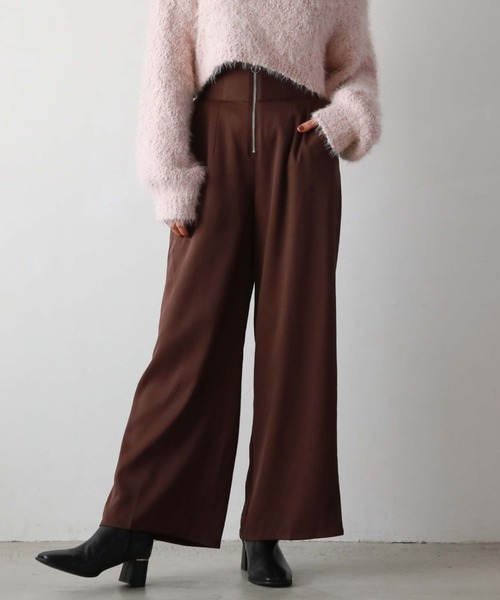 archives（アルシーヴ）の「フロントｚｉｐハイウエスト　ストレートパンツ（その他パンツ・レディース・アイボリー/ブラック/ブラウン・MEDIUM）」の3枚目の写真