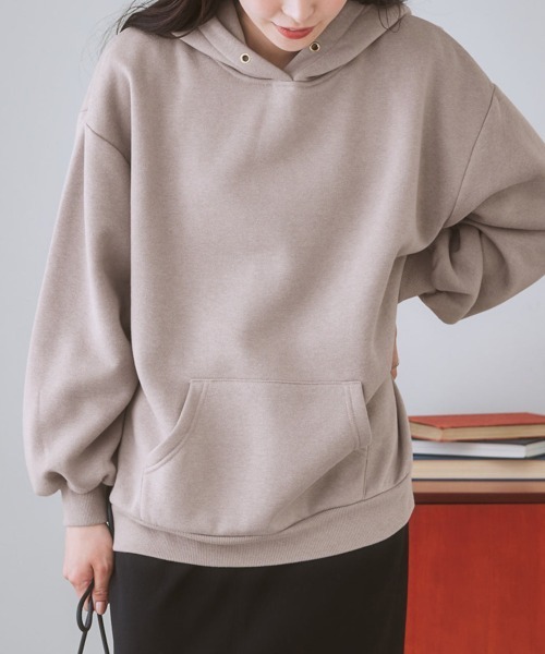 nissen（ニッセン）の「裏起毛袖バルーンパーカー（パーカー・レディース・ネイビー/ブラック/ブルー/アイボリー/杢グレー/ベージュ/ピンク・LL/L/M/S）」の5枚目の写真