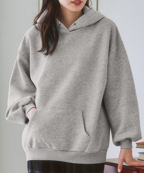 nissen（ニッセン）の「裏起毛袖バルーンパーカー（パーカー・レディース・ネイビー/ブラック/ブルー/アイボリー/杢グレー/ベージュ/ピンク・LL/L/M/S）」の4枚目の写真