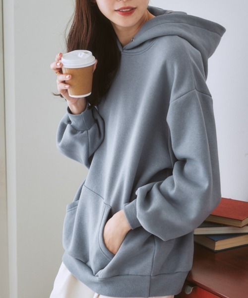 nissen（ニッセン）の「裏起毛袖バルーンパーカー（パーカー・レディース・ネイビー/ブラック/ブルー/アイボリー/杢グレー/ベージュ/ピンク・LL/L/M/S）」の6枚目の写真