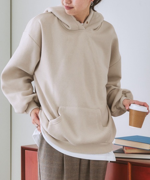 nissen（ニッセン）の「裏起毛袖バルーンパーカー（パーカー・レディース・ネイビー/ブラック/ブルー/アイボリー/杢グレー/ベージュ/ピンク・LL/L/M/S）」の2枚目の写真