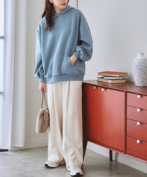 nissen（ニッセン）の「裏起毛袖バルーンパーカー（パーカー・レディース・ネイビー/ブラック/ブルー/アイボリー/杢グレー/ベージュ/ピンク・LL/L/M/S）」の13枚目の写真