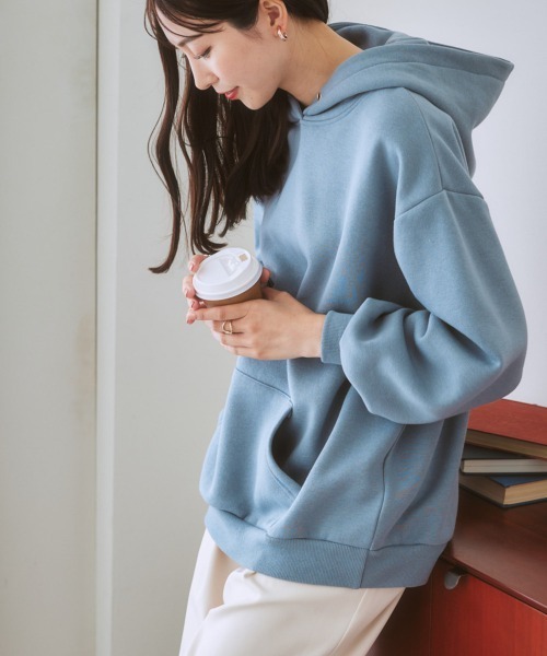 nissen（ニッセン）の「裏起毛袖バルーンパーカー（パーカー・レディース・ネイビー/ブラック/ブルー/アイボリー/杢グレー/ベージュ/ピンク・LL/L/M/S）」の12枚目の写真