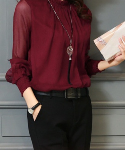 TONE SELECT GOODS(トーンセレクトグッズ)の「urbanfemine./シアー袖トップス U7145(Tシャツ/カットソー・レディース・ホワイト/グリーン/レッド/ネイビー/ブラック・FREE)」の6枚目の写真