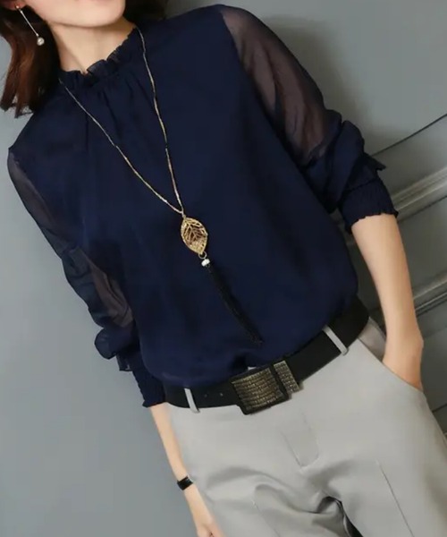TONE SELECT GOODS(トーンセレクトグッズ)の「urbanfemine./シアー袖トップス U7145(Tシャツ/カットソー・レディース・ホワイト/グリーン/レッド/ネイビー/ブラック・FREE)」の14枚目の写真