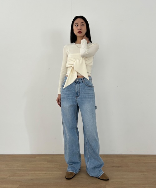 Didot.showroom（ディドット ショールーム）の「リブニットリボンT（ニット/セーター・レディース・アイボリー/チャコール/カーキ・FREE）」の15枚目の写真