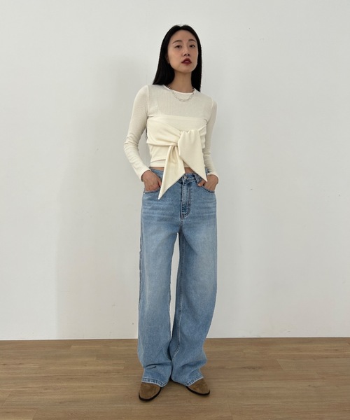 Didot.showroom（ディドット ショールーム）の「リブニットリボンT（ニット/セーター・レディース・アイボリー/チャコール/カーキ・FREE）」の11枚目の写真