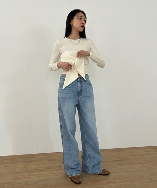 Didot.showroom（ディドット ショールーム）の「リブニットリボンT（ニット/セーター・レディース・アイボリー/チャコール/カーキ・FREE）」の14枚目の写真