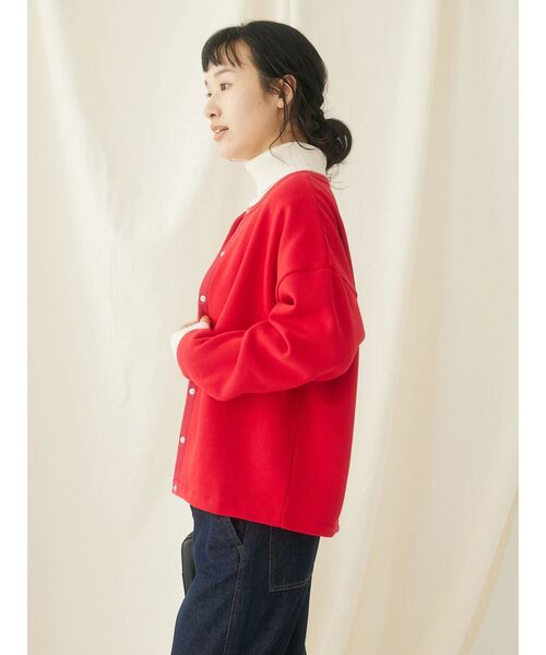 CRAFT STANDARD BOUTIQUE(クラフトスタンダードブティック)の「裏起毛リングドットカーディガン(カーディガン/ボレロ・レディース・杢グレー/レッド/ブラック/ホワイト系その他/アイボリー・FREE)」の6枚目の写真