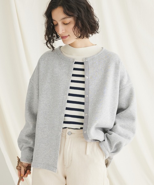 CRAFT STANDARD BOUTIQUE(クラフトスタンダードブティック)の「裏起毛リングドットカーディガン(カーディガン/ボレロ・レディース・杢グレー/レッド/ブラック/ホワイト系その他/アイボリー・FREE)」の4枚目の写真