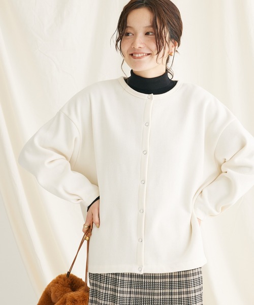 CRAFT STANDARD BOUTIQUE(クラフトスタンダードブティック)の「裏起毛リングドットカーディガン(カーディガン/ボレロ・レディース・杢グレー/レッド/ブラック/ホワイト系その他/アイボリー・FREE)」の2枚目の写真