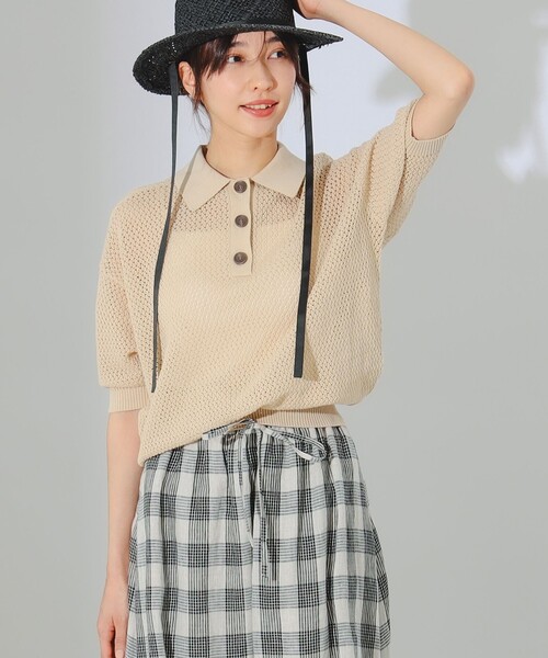 B:MING by BEAMS（ビーミングバイビームス）の「B:MING by BEAMS / ニット ポロシャツ（ポロシャツ・レディース・ホワイト系その他5/ネイビー・ONE SIZE）」の7枚目の写真