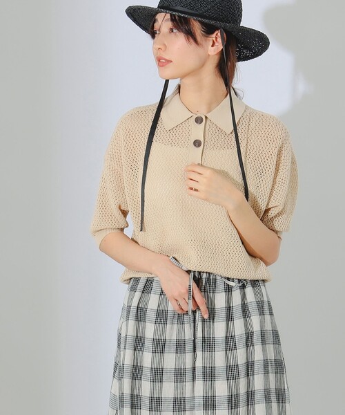 B:MING by BEAMS（ビーミングバイビームス）の「B:MING by BEAMS / ニット ポロシャツ（ポロシャツ・レディース・ホワイト系その他5/ネイビー・ONE SIZE）」の8枚目の写真