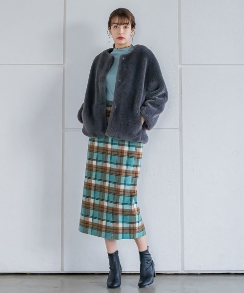 ketty(ケティ)の「起毛チェックナローロングタイトスカート(スカート・レディース・ベージュ系その他/グレー系その他/グリーン系その他/ブラック系その他/ブルー系その他・M)」の21枚目の写真