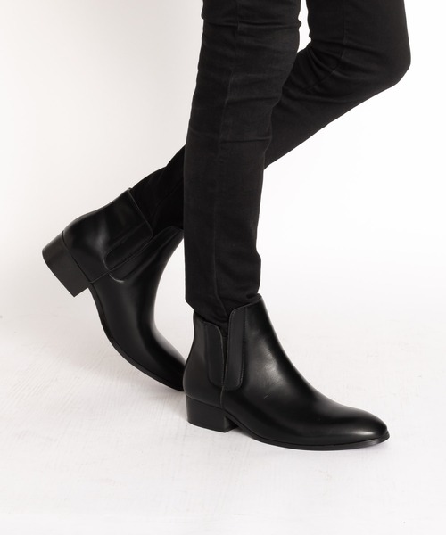 SVEC（シュベック）の「アシンメトリー サイドゴア チェルシーブーツ（ブーツ・メンズ・ブラック/ブラック系その他・40/41/42/43/44/45）」の3枚目の写真