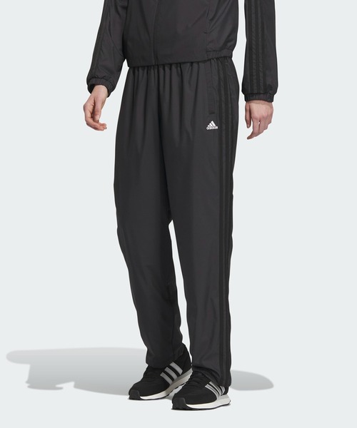 adidas ウィンドブレーカーパンツ ブラック スリーライン 防寒 ワイド