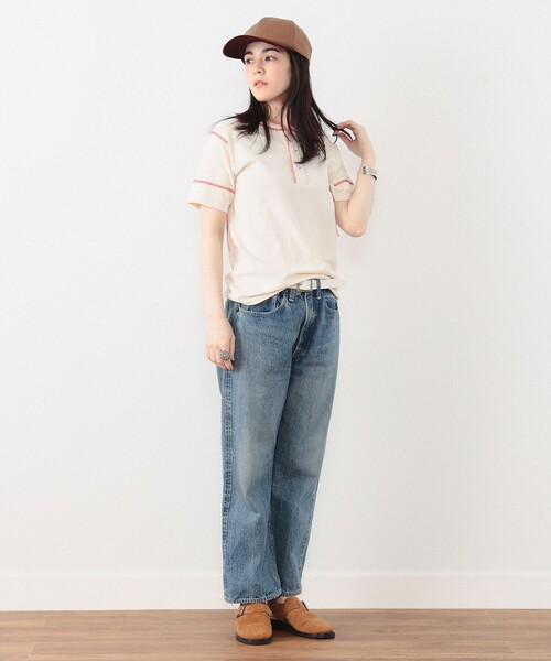 BEAMS BOY(ビームスボーイ)の「Healthknit × BEAMS BOY / 70s ヘンリーネック ショートスリーブ(Tシャツ/カットソー・レディース・レッド/ネイビー/オレンジ・FREE)」の9枚目の写真