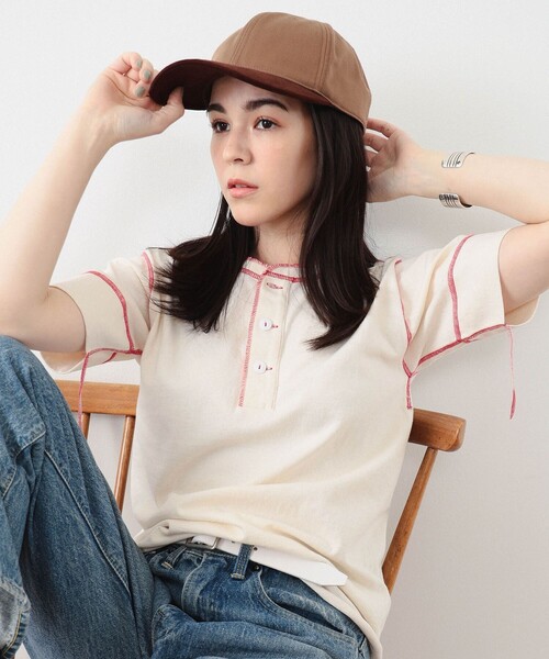 BEAMS BOY(ビームスボーイ)の「Healthknit × BEAMS BOY / 70s ヘンリーネック ショートスリーブ(Tシャツ/カットソー・レディース・レッド/ネイビー/オレンジ・FREE)」の10枚目の写真