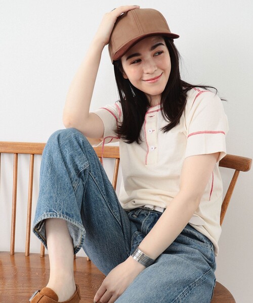 BEAMS BOY(ビームスボーイ)の「Healthknit × BEAMS BOY / 70s ヘンリーネック ショートスリーブ(Tシャツ/カットソー・レディース・レッド/ネイビー/オレンジ・FREE)」の11枚目の写真