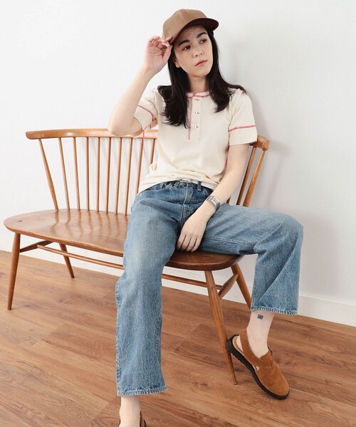 BEAMS BOY(ビームスボーイ)の「Healthknit × BEAMS BOY / 70s ヘンリーネック ショートスリーブ(Tシャツ/カットソー・レディース・レッド/ネイビー/オレンジ・FREE)」の13枚目の写真