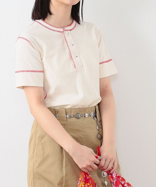 BEAMS BOY(ビームスボーイ)の「Healthknit × BEAMS BOY / 70s ヘンリーネック ショートスリーブ(Tシャツ/カットソー・レディース・レッド/ネイビー/オレンジ・FREE)」の15枚目の写真
