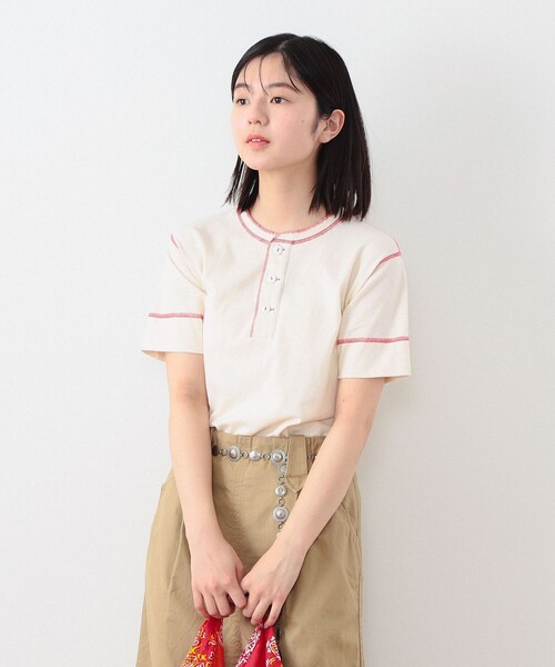 BEAMS BOY(ビームスボーイ)の「Healthknit × BEAMS BOY / 70s ヘンリーネック ショートスリーブ(Tシャツ/カットソー・レディース・レッド/ネイビー/オレンジ・FREE)」の17枚目の写真