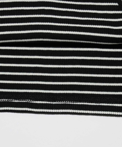 X-girl（エックスガール）の「STRIPED FITTED TOP（Tシャツ/カットソー・レディース・ブラウン/グリーン/ブラック・M/S）」の10枚目の写真