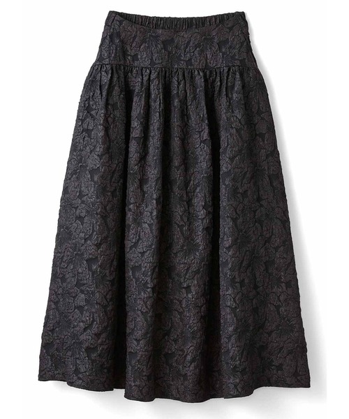 damage frill denim skirt／花柄ジャガードフリルスカート damage frill denim skirt／花柄ジャガードフリルデザイン