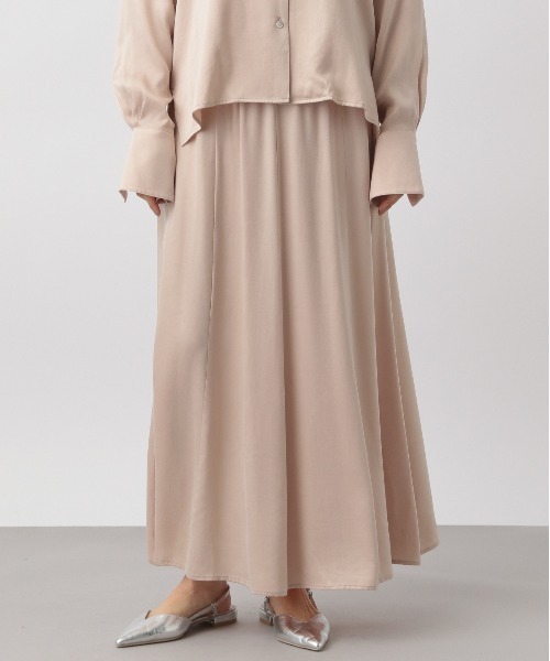 A part by（アパートバイ）の「キュプラフレアスカート（スカート・レディース・チャコールグレー/ピンク系その他・FREE）」の17枚目の写真