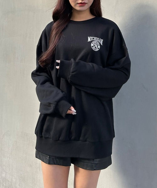 INGNI（イング）の「Backカレッジサークルロゴスウェットチュニック（スウェット・レディース・オフホワイト/杢グレー/ブラック・M）」の6枚目の写真