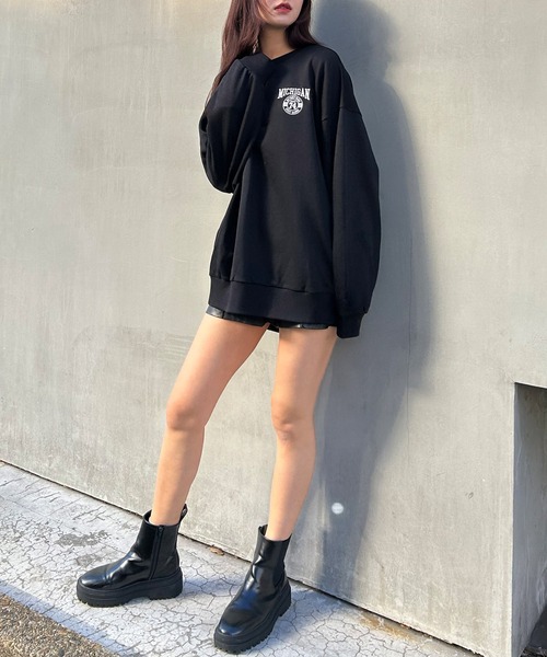 INGNI（イング）の「Backカレッジサークルロゴスウェットチュニック（スウェット・レディース・オフホワイト/杢グレー/ブラック・M）」の7枚目の写真