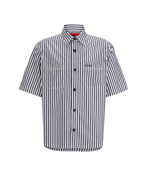 HUGO（ヒューゴ）の「ストライプ コットンシャンブレー オーバーサイズフィットシャツ（シャツ/ブラウス・メンズ・ダークブルー・L/M/S/XL/XXL/XS）」の6枚目の写真