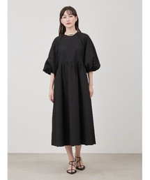 美品☆ミラオーウェン＊タイプライターシアーフレアワンピース　パフスリーブ ミラオーウェン＊タイプライターシアーフレアワンピース