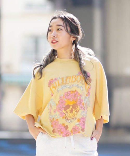 BILLABONG(ビラボン)の「BILLABONG/ビラボン Tシャツ ワイドルーズシルエット クロップド丈 BE013-207(Tシャツ/カットソー・レディース・ライトブルー/ホワイト/イエロー/スミクロ・M)」の9枚目の写真