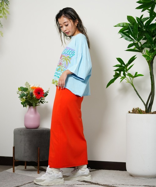 BILLABONG(ビラボン)の「BILLABONG/ビラボン Tシャツ ワイドルーズシルエット クロップド丈 BE013-207(Tシャツ/カットソー・レディース・ライトブルー/ホワイト/イエロー/スミクロ・M)」の6枚目の写真