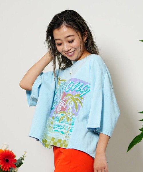 BILLABONG(ビラボン)の「BILLABONG/ビラボン Tシャツ ワイドルーズシルエット クロップド丈 BE013-207(Tシャツ/カットソー・レディース・ライトブルー/ホワイト/イエロー/スミクロ・M)」の7枚目の写真