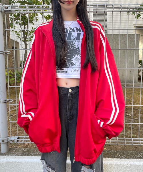 Figments（フィグメンツ）の「スーパービッグトラックジャケット（ジャージ・レディース・ブルー/ブラック/レッド・FREE）」の3枚目の写真