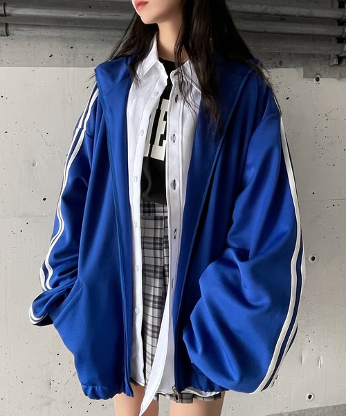 Figments（フィグメンツ）の「スーパービッグトラックジャケット（ジャージ・レディース・ブルー/ブラック/レッド・FREE）」の5枚目の写真