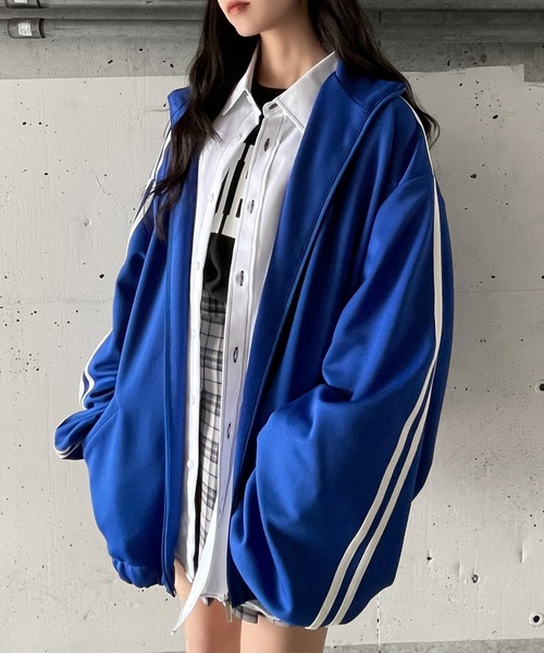 Figments（フィグメンツ）の「スーパービッグトラックジャケット（ジャージ・レディース・ブルー/ブラック/レッド・FREE）」の9枚目の写真