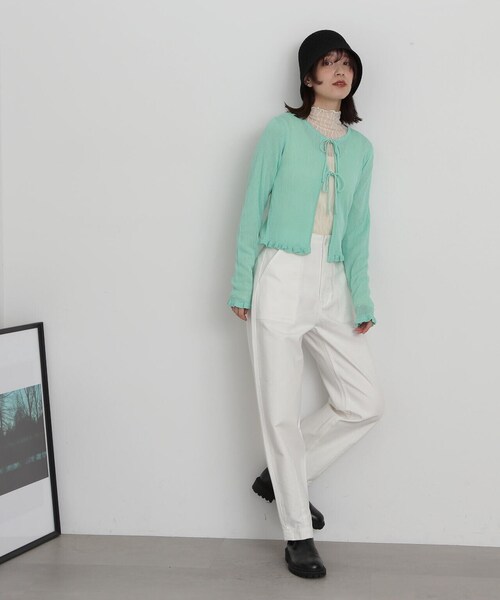 N.（N. Natural Beauty Basic）（エヌエヌナチュラルビューティーベーシック）の「◆シアーシャインリブカーディガン（カーディガン/ボレロ・レディース・ブラック系その他/オフホワイト/ライトグリーン/オレンジ・MEDIUM）」の20枚目の写真