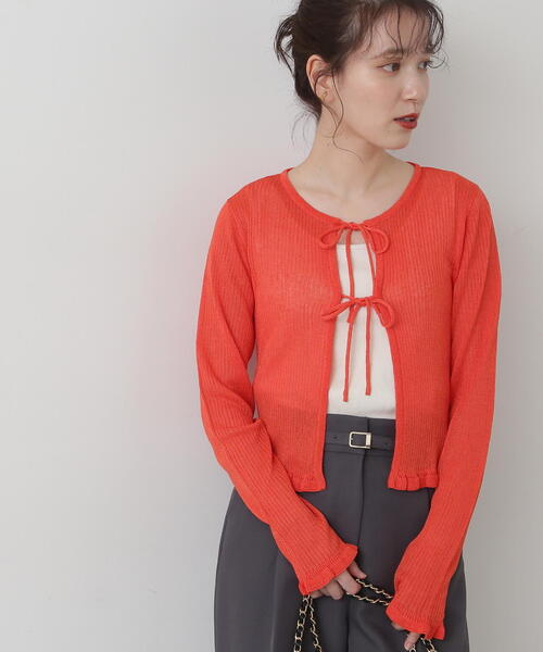 N.（N. Natural Beauty Basic）（エヌエヌナチュラルビューティーベーシック）の「◆シアーシャインリブカーディガン（カーディガン/ボレロ・レディース・ブラック系その他/オフホワイト/ライトグリーン/オレンジ・MEDIUM）」の17枚目の写真