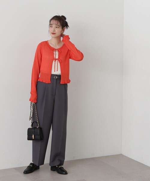 N.（N. Natural Beauty Basic）（エヌエヌナチュラルビューティーベーシック）の「◆シアーシャインリブカーディガン（カーディガン/ボレロ・レディース・ブラック系その他/オフホワイト/ライトグリーン/オレンジ・MEDIUM）」の15枚目の写真