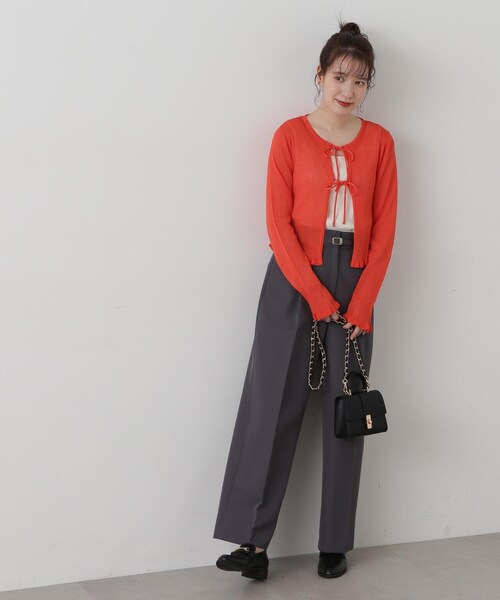 N.（N. Natural Beauty Basic）（エヌエヌナチュラルビューティーベーシック）の「◆シアーシャインリブカーディガン（カーディガン/ボレロ・レディース・ブラック系その他/オフホワイト/ライトグリーン/オレンジ・MEDIUM）」の13枚目の写真